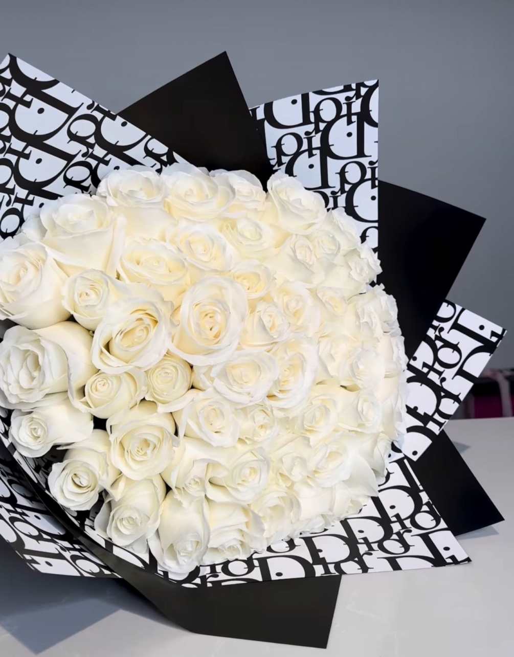 For classic romance two dozen white roses is always the perfect choice.