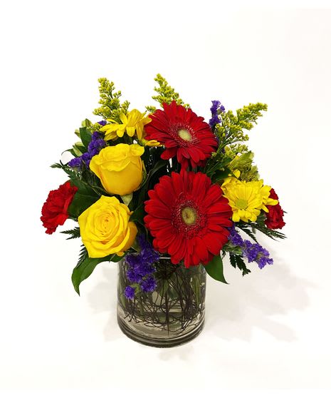 This is a colorful arrangement that is sure to brighten someone&#039;s birthday.