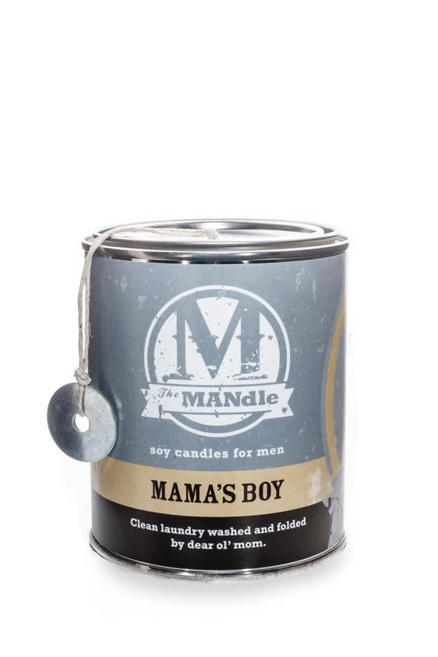 MAMA&#039;S BOY scent description: Clean laundry.
Front of can: Clean laundry washed and