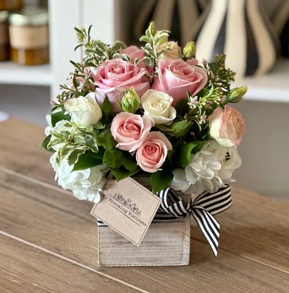 A Sweet bouquet filed with Hydrangeas, Light Pink spray roses, greem lisianthus