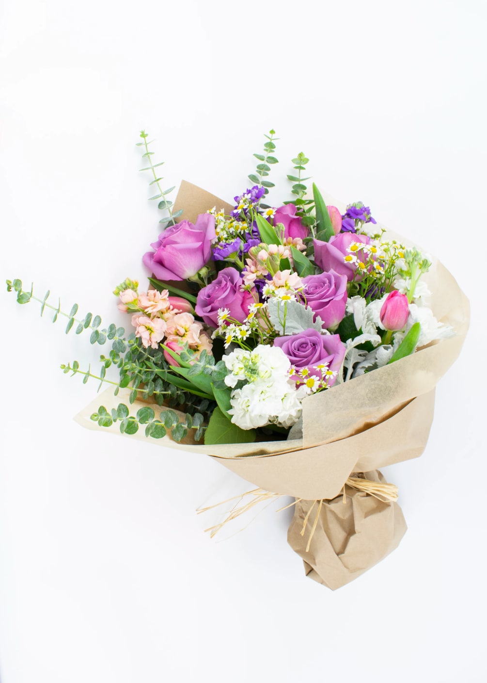  PRETTY PASTEL BOUQUET WITH LAVENDER ROSES

Pretty and perfumed. This gorgeous pastel