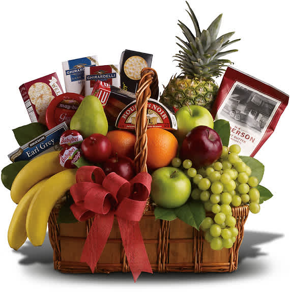 The gift of good taste! Send this gourmet gift basket of fruit