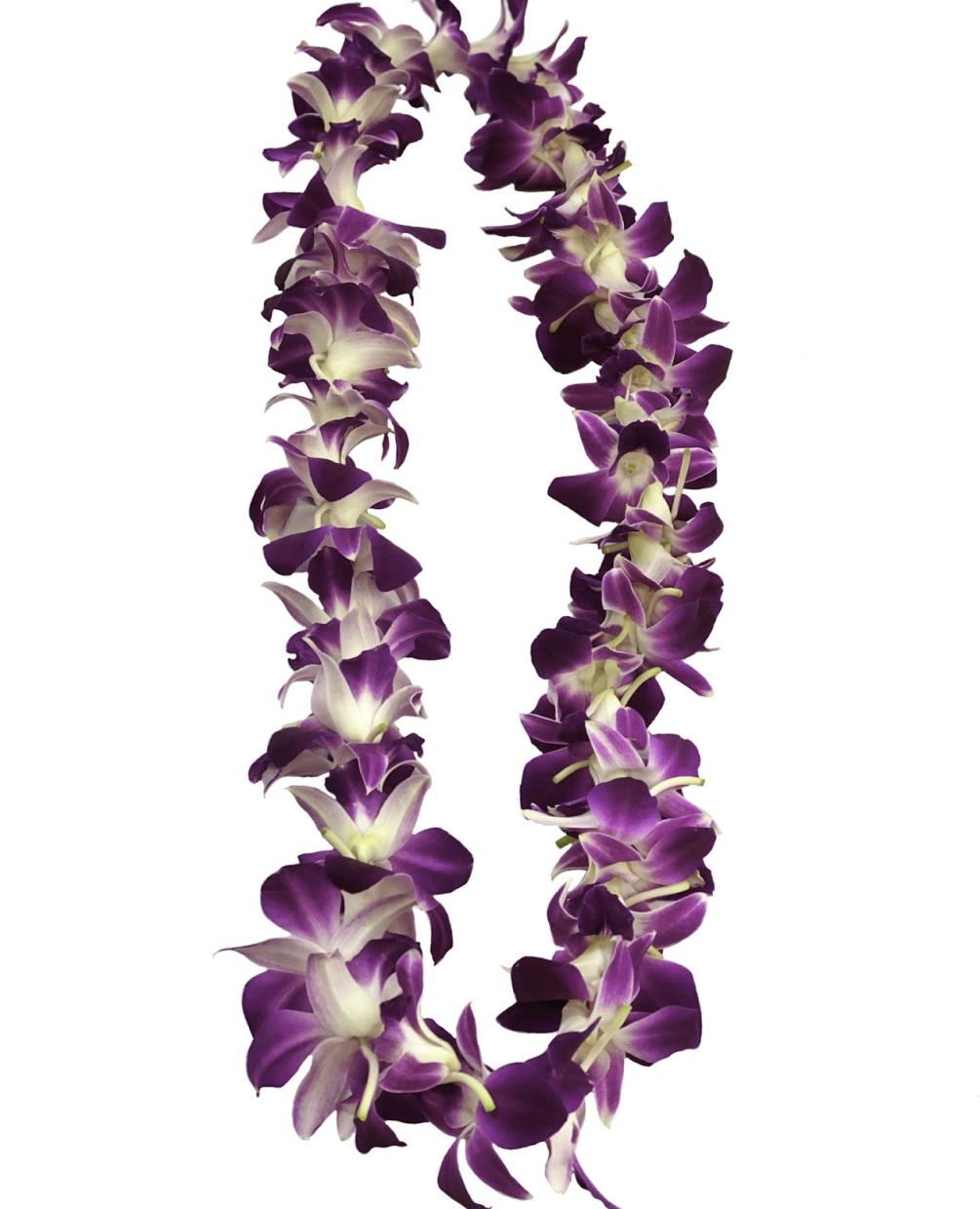 Beautiful single purple orchid lei 