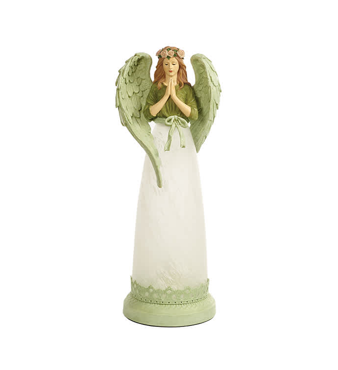 17.5&quot; H Plug in Lamp. 
Poly/Glass/ Metal Floral Angel Lamp. Very chic