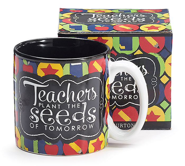 Dishwasher safe/FDA approved/Microwave safe.


Ceramic teachers much with a black interior. Mug has