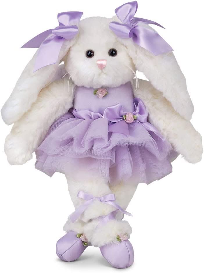 12&rdquo; adorable stuffed animal dressed ballerina bunny rabbit with purple tulle tutu