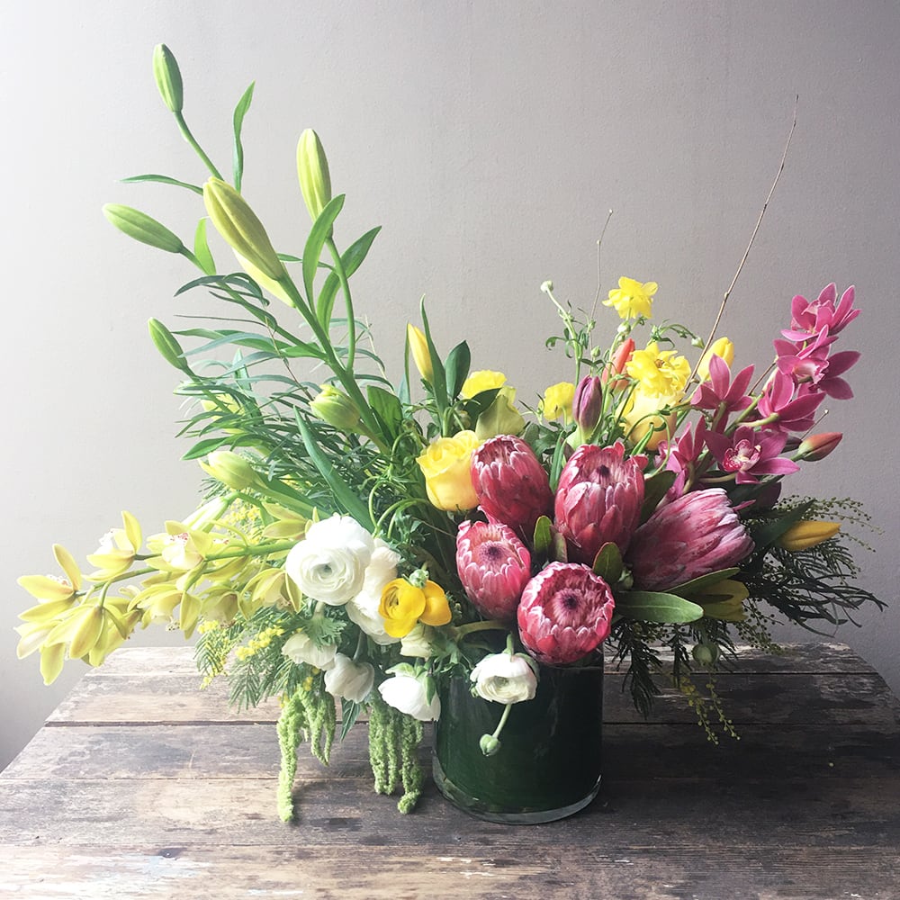 Big, bold and beautiful! Luscious blooms of proteas, cymbidium orchids, anemones, tulips