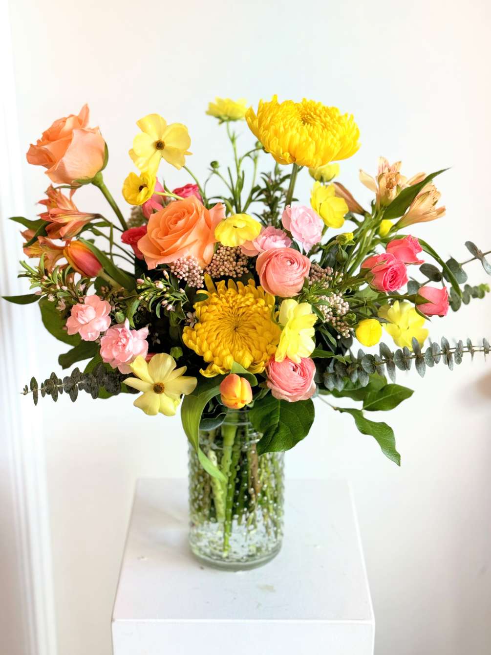 The best that spring has to offer.  Gorgeous roses, gerbera daisies