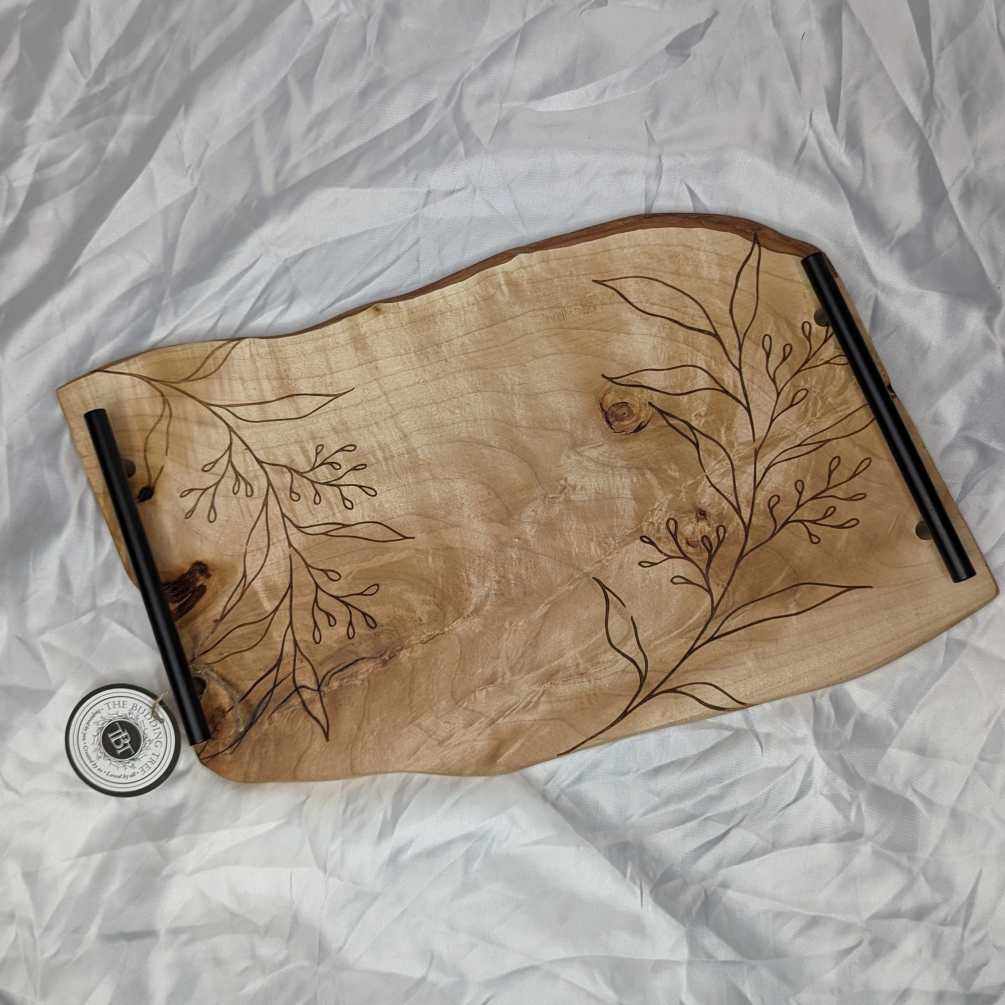 Handcrafted Light Tray with Eucalyptus Branch Design: This exquisite tray, accented with
