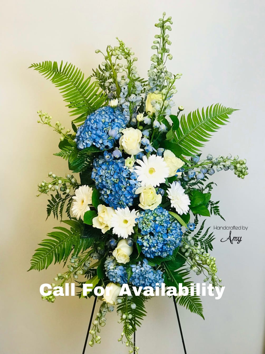 Tranquil blue and white flowers reminiscent of a soft ocean offer comfort.