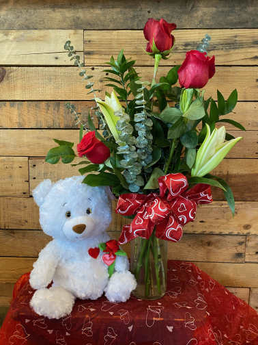 Red Rose Teddy Bear Bouquet
