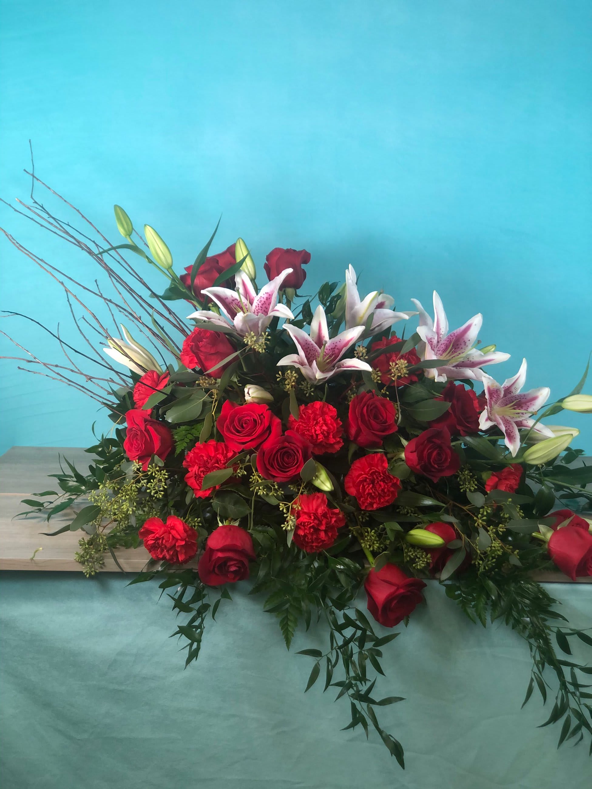 SF57-11 Rose Lily and Gerbera Casket Spray in Odessa, TX ...