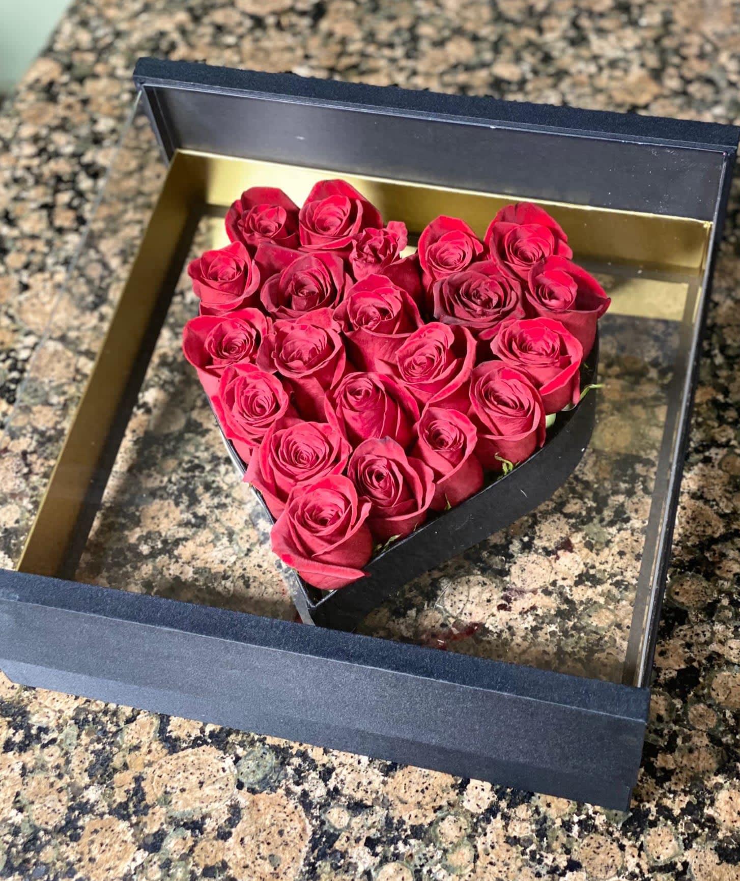 Roses In a Modern Black Box in Los Angeles, CA Brenda's Flowers