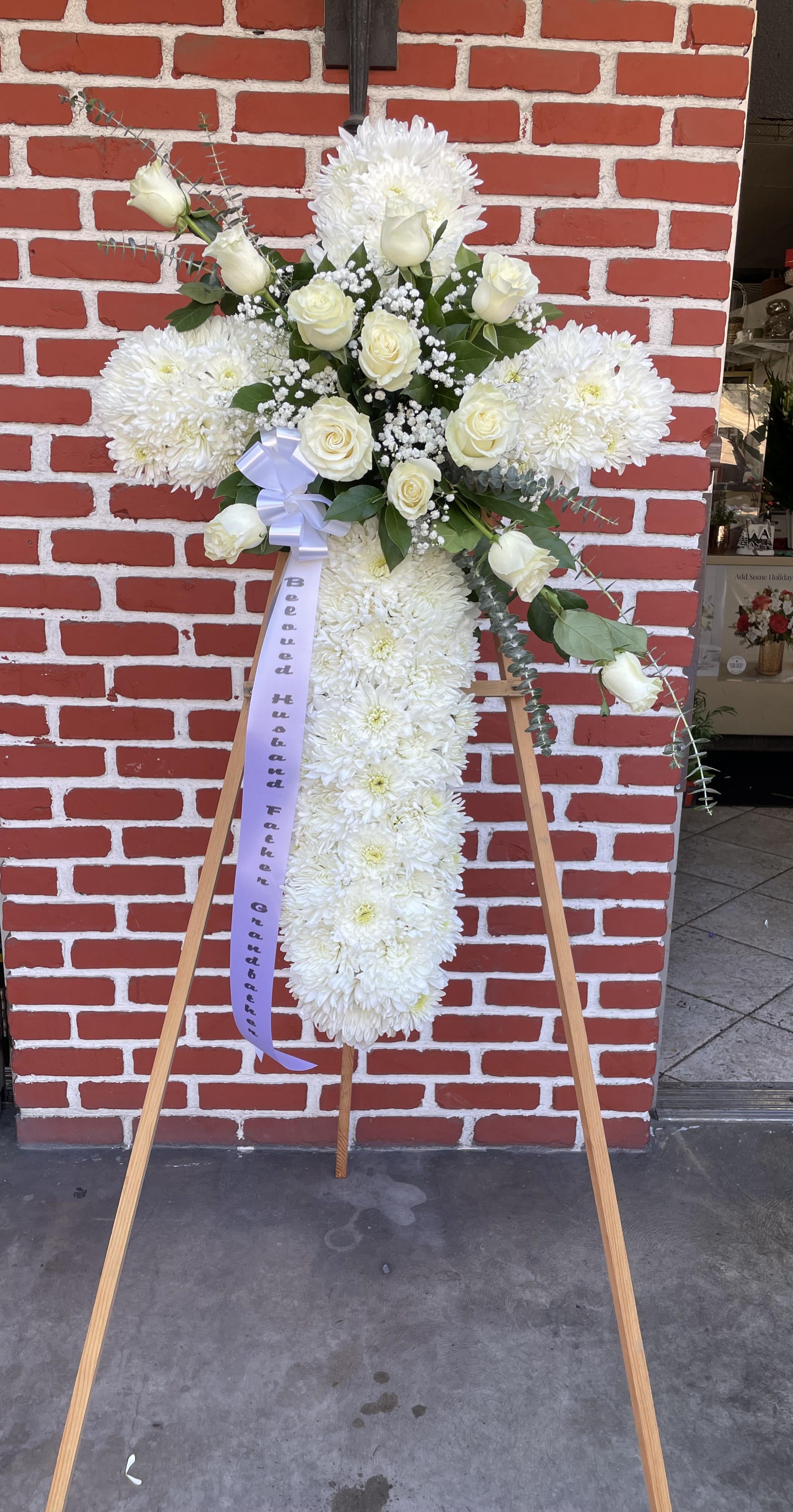 Faith Cross Funeral Standing Spray in Whittier, CA Ginza Florist