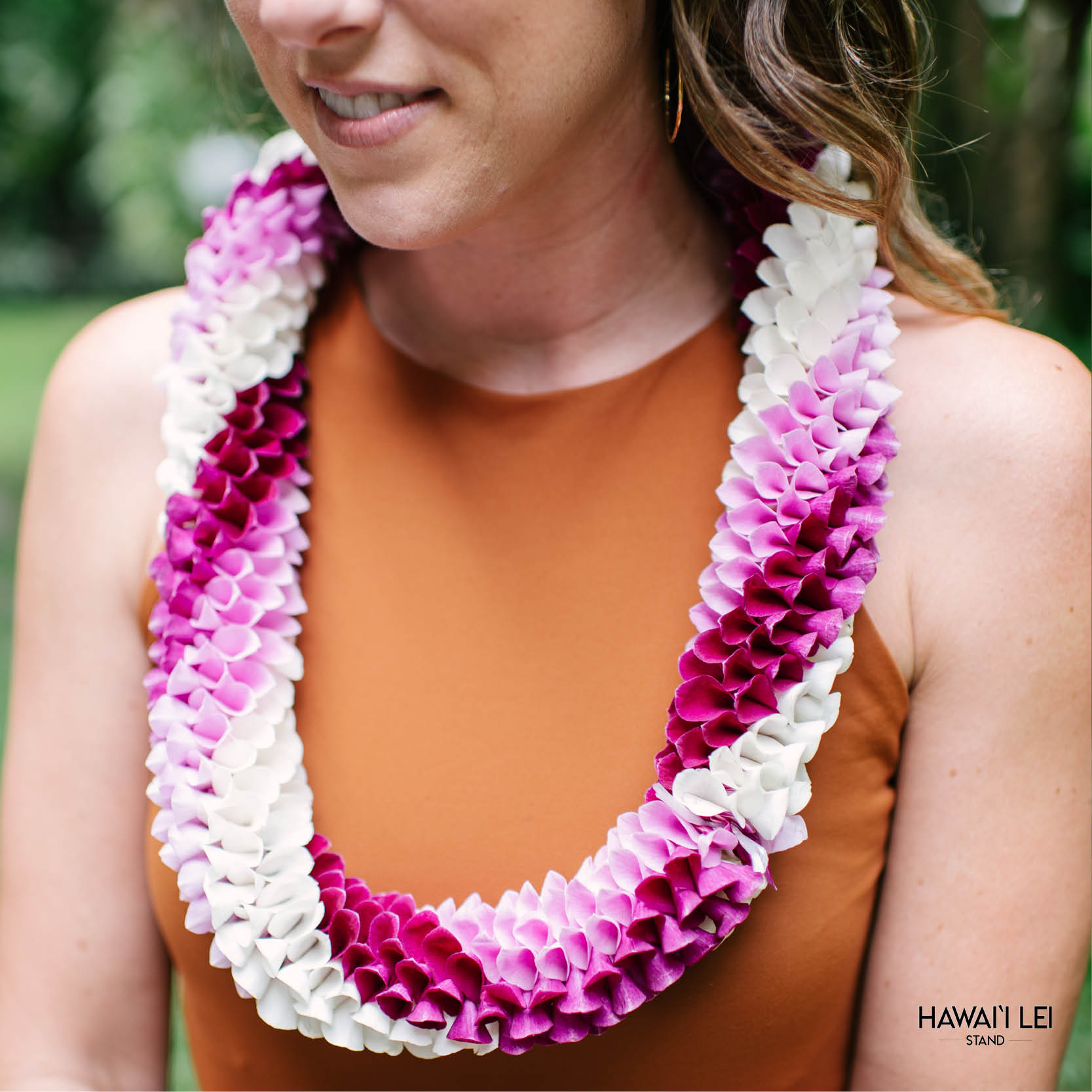 Fresh Hawaiian Lei - Colorful Mixed Double Orchid Lei