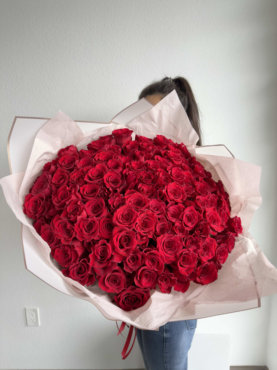 100 Red Roses - Wrapped bouquet in Valley Village, CA