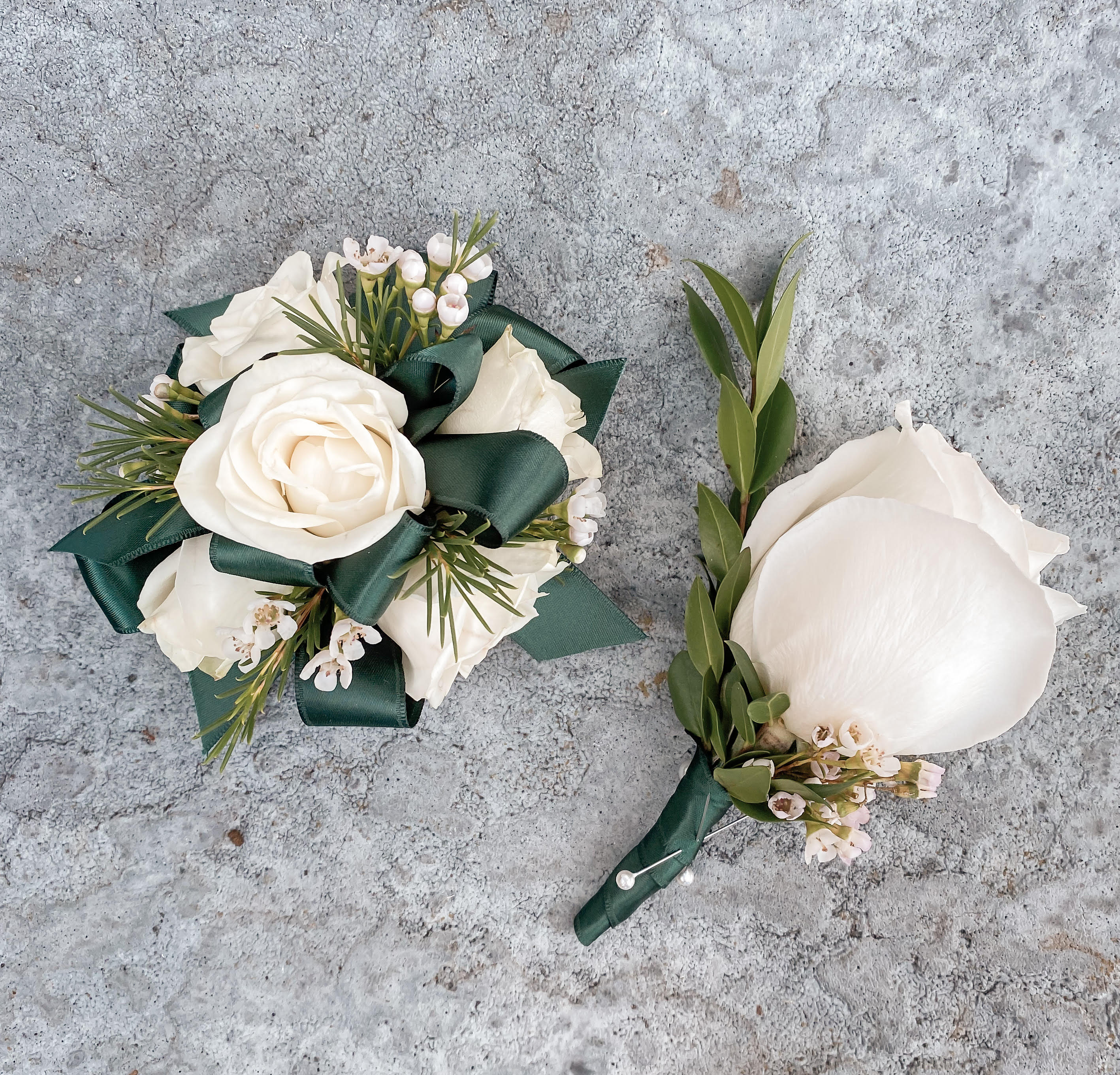 Wrist corsage and hot sale boutonniere