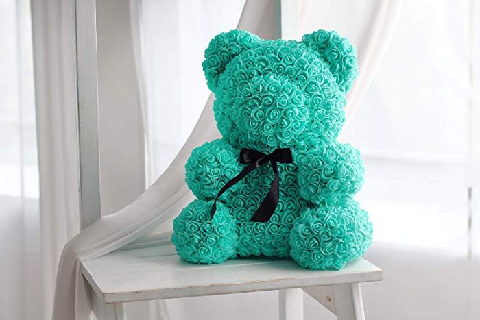 Tiffany blue rose teddy bear deals