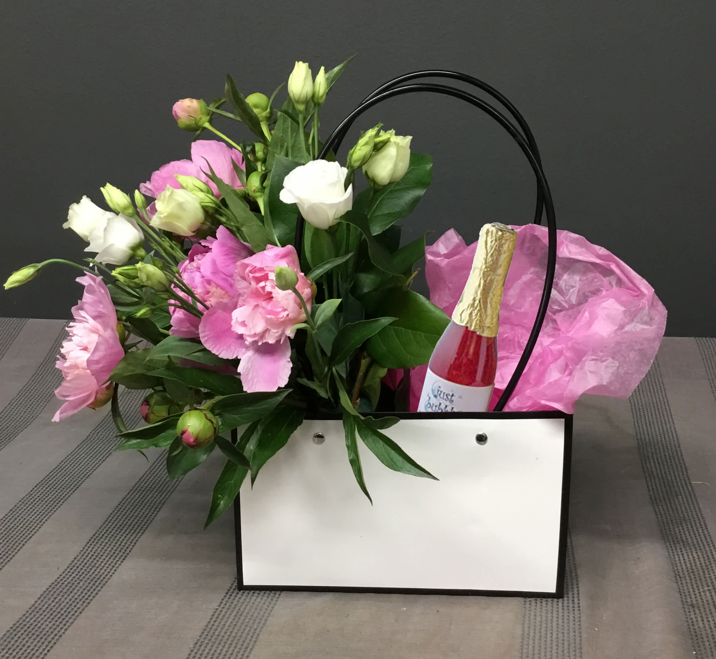 White Bag with Peonies