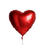 Red heart-shaped foil balloon on a white background
