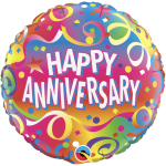 Round balloon with colorful "Happy Anniversary" text