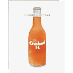 Orange bottled drink with congratulations text