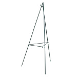 Black metal easel stand on a white background