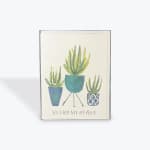 Greeting card with three potted succulents and the text 'You Had Me at Aloe'