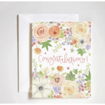 Floral congratulations card with pastel roses and an envelope