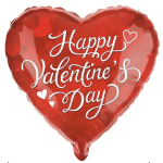 Red heart-shaped balloon with "Happy Valentine's Day" text