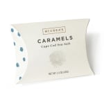 Box of sea salt caramels with blue accents