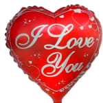 Red heart-shaped balloon with "I Love You" text