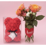 Rosy Bear with bouquet of fresh roses (each one is custom made so variation is pictured)