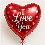 Red heart-shaped balloon with "I Love You" text and small hearts