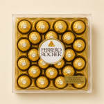Box of Ferrero Rocher chocolates in gold wrappers