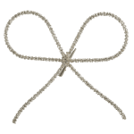 Silver rhinestone bow hair accessory on a white background