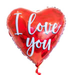 Red heart-shaped balloon with "I Love You" text