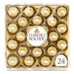 Box of Ferrero Rocher chocolates in gold wrappers