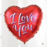 Red heart-shaped balloon with "I Love You" text