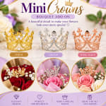 Mini crown bouquet add-on shown in gold, silver, and rose gold