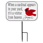 Yard sign with a red cardinal and memorial text