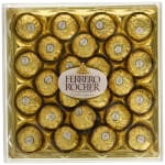 Box of Ferrero Rocher chocolates in gold wrappers