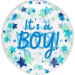 Round balloon with blue stars and the words "It's a Boy!"