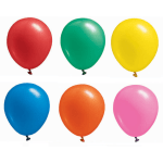 Six colorful balloons on a white background