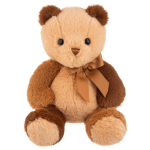 Brown teddy bear with a ribbon bow