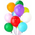 Cluster of colorful helium balloons on white background