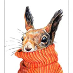 Illustration of a rabbit wearing an orange sweater