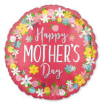 Pink Mother's Day balloon with floral border