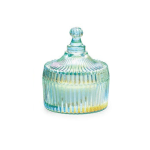 Blue Iridescent Glass Candle