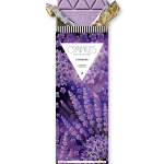 Lavender chocolate bar in purple floral packaging
